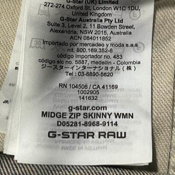 G-Star RAW Midge Zip Skinny Jeans NWT ~ with Back Zipper Pockets - 32W … - Picture 7 of 13